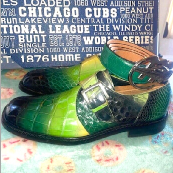 Sir Reynard Multicolored Alligator Shoes SZ10 and Mauri Belt SZ 40 inches